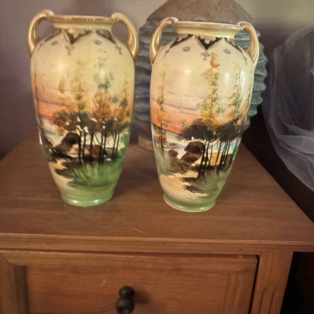 Set of Royal Nippon Vases circa 1910.